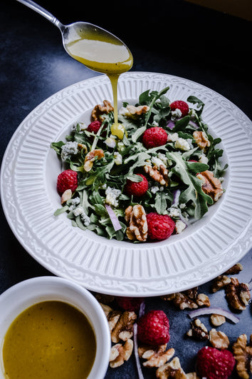 Raspberry-Arugula Salad with Pear White Balsamic Vinaigrette