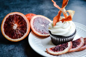 Blood Orange Olive Oil Chocolate Cupcakes with Cream Cheese Frosting