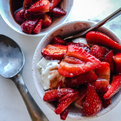 Chocolate Balsamic Strawberry Sundaes